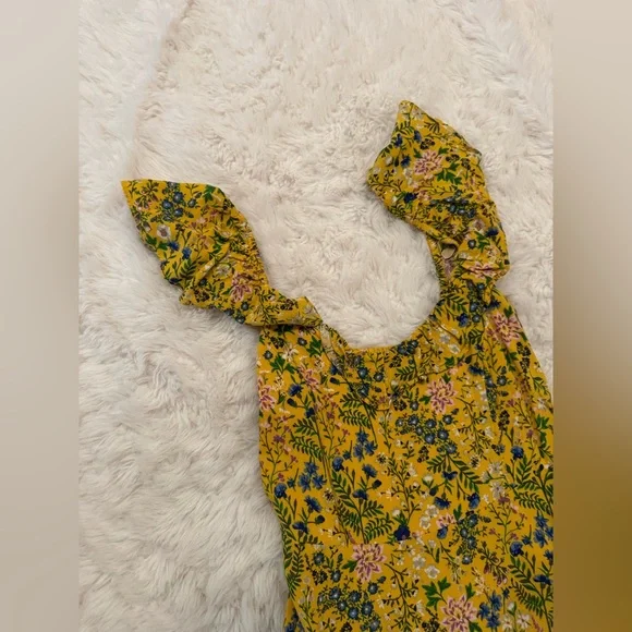Floral Yellow Dress with Ruffled Sleeves - Picture 3 of 6
